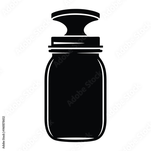 Mason jar sealer Silhouette, Vector, Illustration, Icon, Logo, White Background.