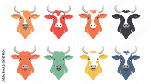 A simple and clean vector graphic design of a cow, depicted with minimalist details and set against a white background, ideal for agricultural, farming, and animal-related artwork.
