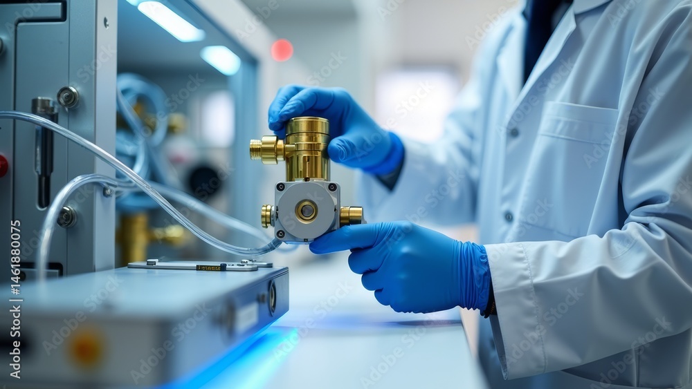 Scientific researchers operate precision instruments Scientific researchers operate precision instruments