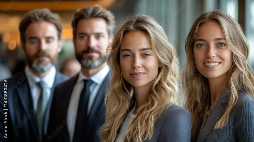 Professional Ensemble: A sharp business ensemble with distinguished looks and confident stances, epitomizing professionalism and expertise within a corporate environment. Professional Ensemble: A sharp business ensemble with distinguished looks and confident stances, epitomizing professionalism and expertise within a corporate environment.