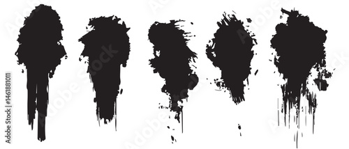 Black Brush Stroke Vector Elements for Creative Design