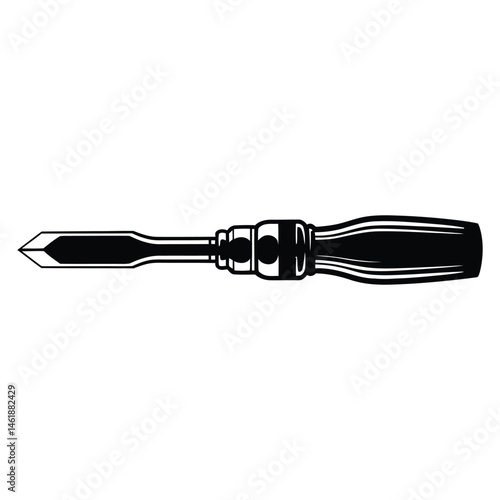 Wood lathe chisel Silhouette, Vector, Illustration, Icon, Logo, White Background.