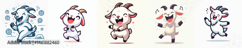 Vector of a cute little goat dancing