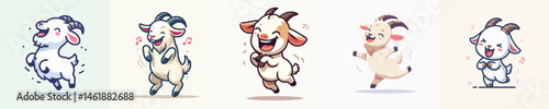 Vector of a cute goat dancing
