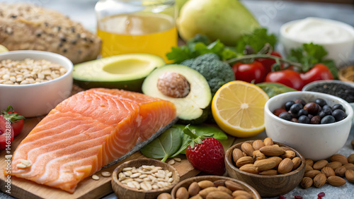 Wallpaper Mural DASH diet : Fruits, vegetables, whole grains, lean proteins, low-fat dairy, nuts, seeds, legumes, healthy fats (e.g., olive oil), limited sweets and sodium Torontodigital.ca