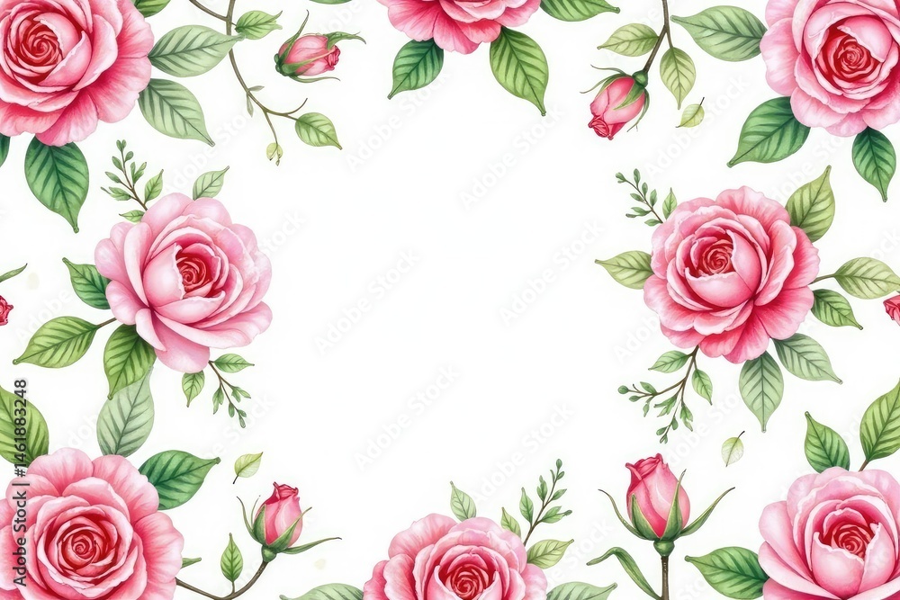 Delicate watercolor roses & leaves, repeating pattern, repeat, art Delicate watercolor roses & leaves, repeating pattern, repeat, art