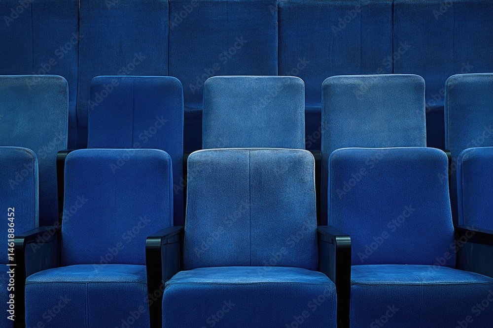 Fototapeta premium Empty rows of deep blue theater seats