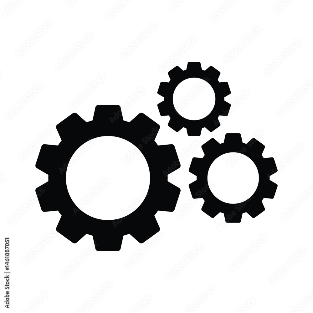 Gear vector icon and glyph design on a white background Gear vector icon and glyph design on a white background