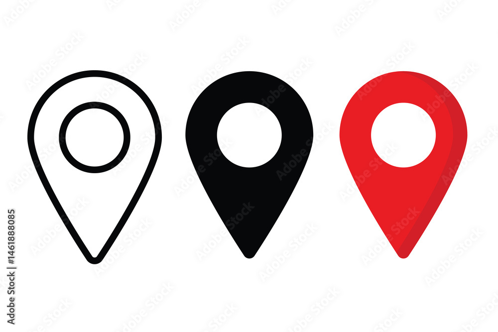 Fototapeta premium Location icon design. Pin symbol and clip art design on a white background