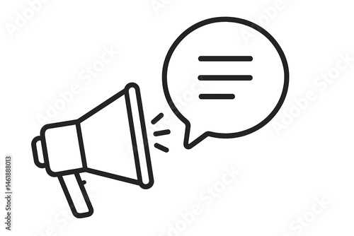 Vector illustration of a megaphone with speech bubble, representing communication and announcement concepts