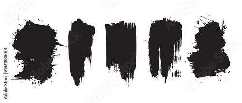 Black Brush Stroke Vector Elements for Creative Design