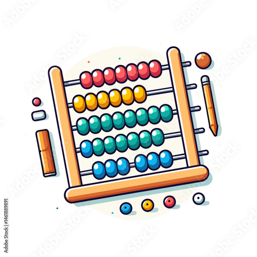 Vector illustration of colorful abacus for educational purposes, playful design
