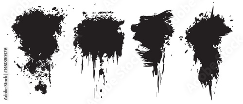 Black Brush Stroke Vector Elements for Creative Design