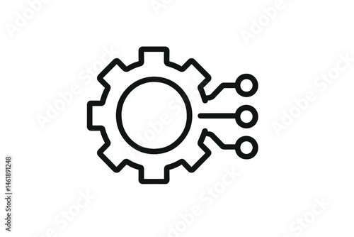 Vector illustration of a gear with connected lines representing technology and innovation in design