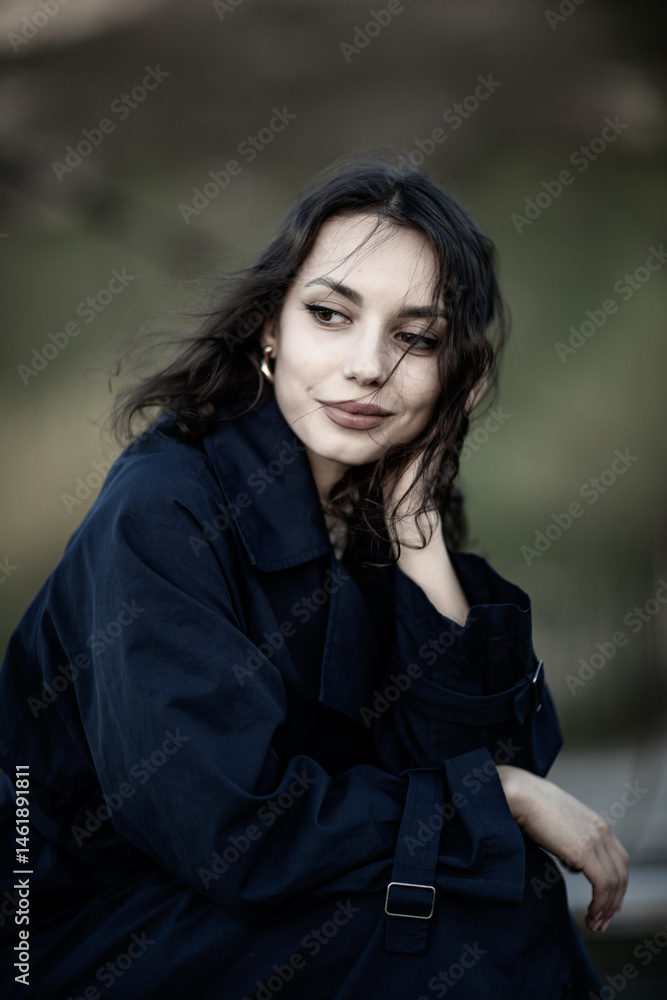 Beautiful Woman long brunette hair. Spa model Girl with Perfect Fresh Clean Skin. Beauty black eyes.