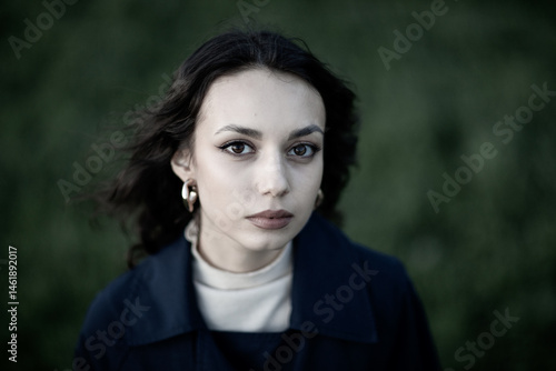 Beautiful Woman long brunette hair. Spa model Girl with Perfect Fresh Clean Skin. Beauty black eyes.