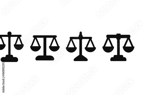 Vector illustration of balanced scales representing justice in various styles