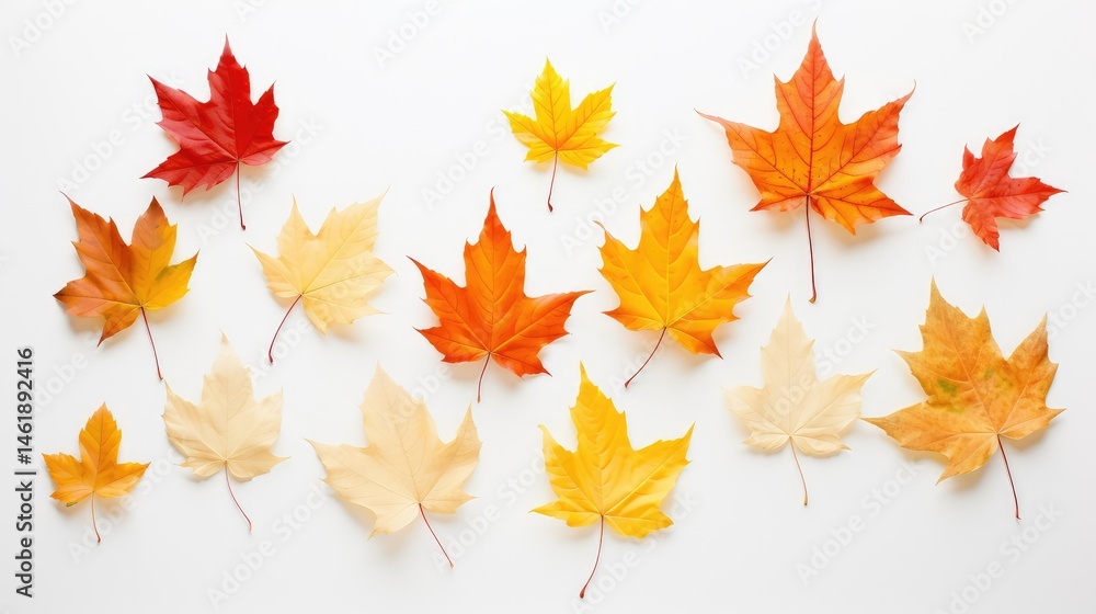 Obraz premium vibrant fall leaves on white