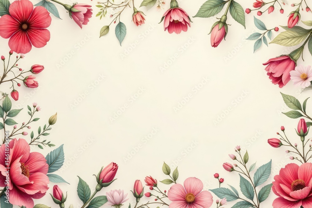 Fototapeta premium Subtle, repeating floral motif on a light background , pattern, bloom, fabric