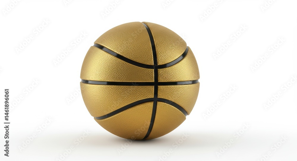 Fototapeta premium Basketball with golden metallic texture, premium product style, isolated on white