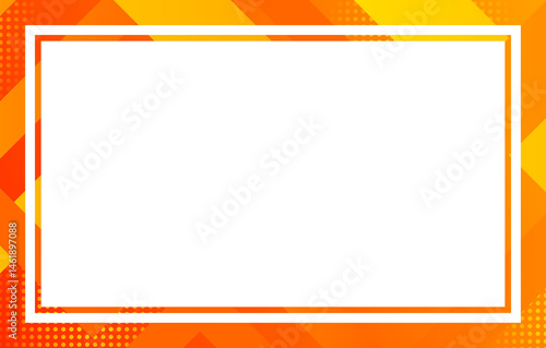 Geometric Frame: A vibrant orange and yellow geometric frame with a blank rectangular space within, ideal for graphic design elements and content presentation.