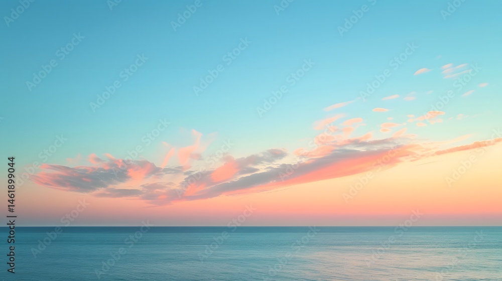 Fototapeta premium Sky at Dawn: A tranquil dawn sky with soft pastel colors and the first light of day breaking over the horizon. 