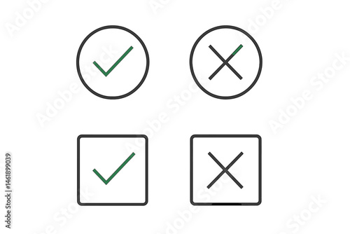Vector illustration icons representing positive and negative symbols for various uses in design and communication