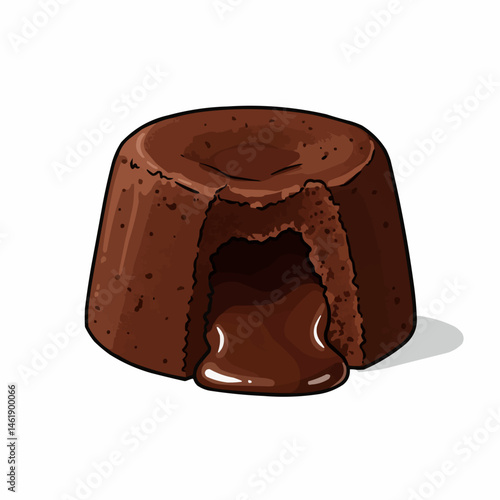 Part of dark brown baked dessert with a hole in the middle of it