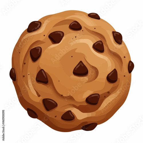 Close-up of a chocolate chip cookie, featuring a crumbly texture and tasty dessert
