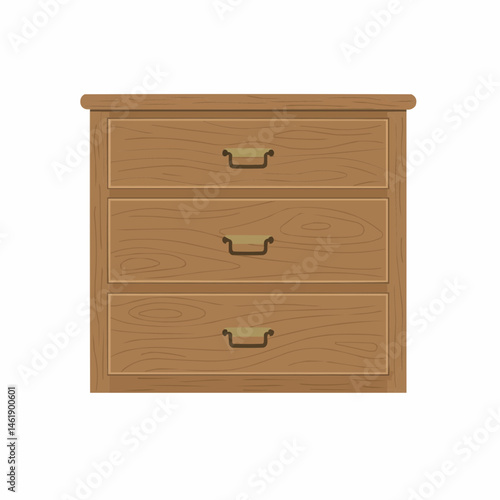 Cartoon wood drawers with simple handles shown in an angled view