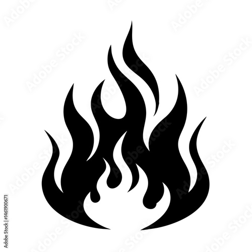 Flame design featuring swirling shapes in black on a white background ideal for various creative uses
