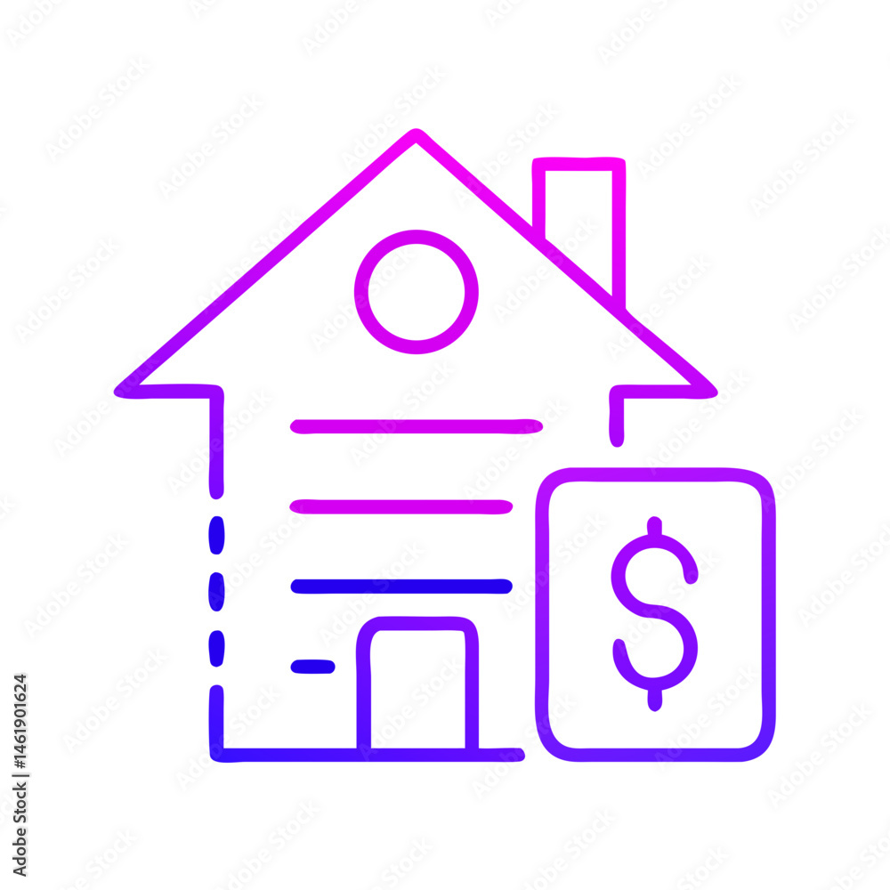 Stylized house icon with dollar sign representing real estate investment and property value in a modern design Stylized house icon with dollar sign representing real estate investment and property value in a modern design
