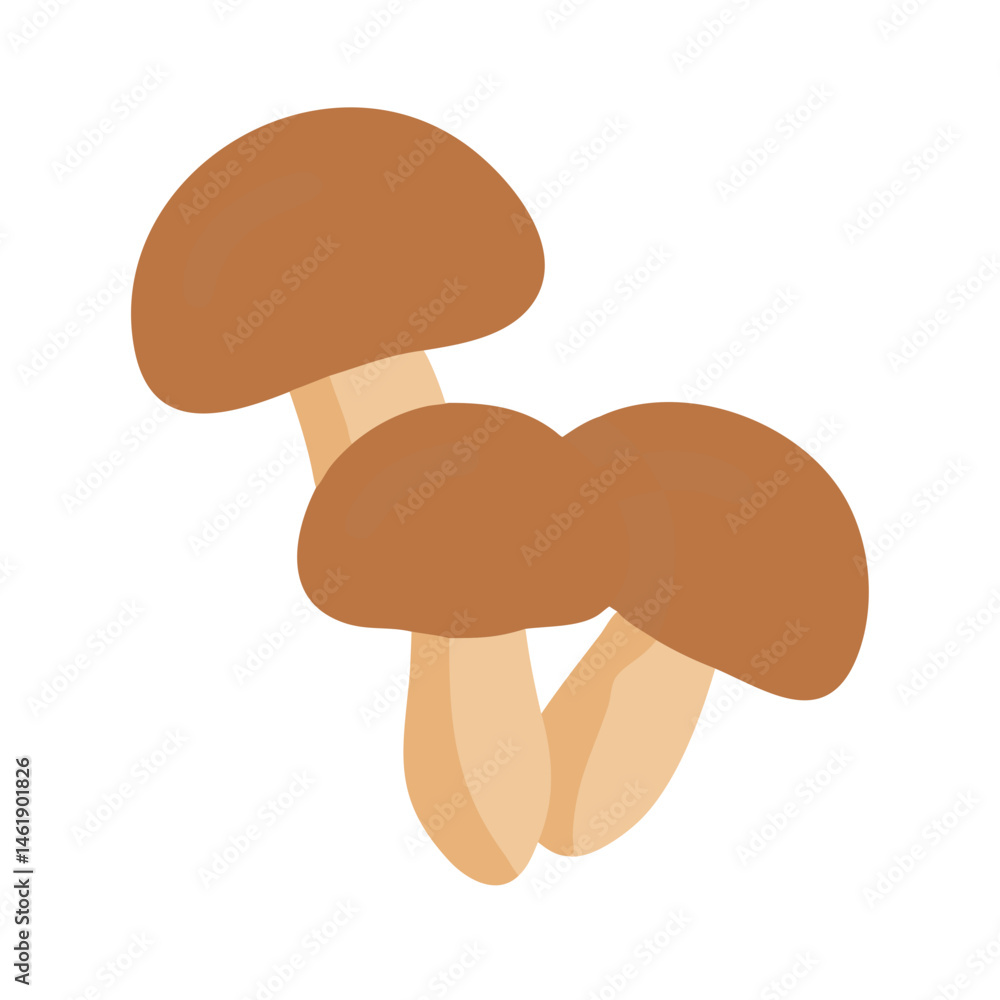 Fototapeta premium Brown mushrooms growing together in a simple, minimalistic design suitable for modern kitchen decor