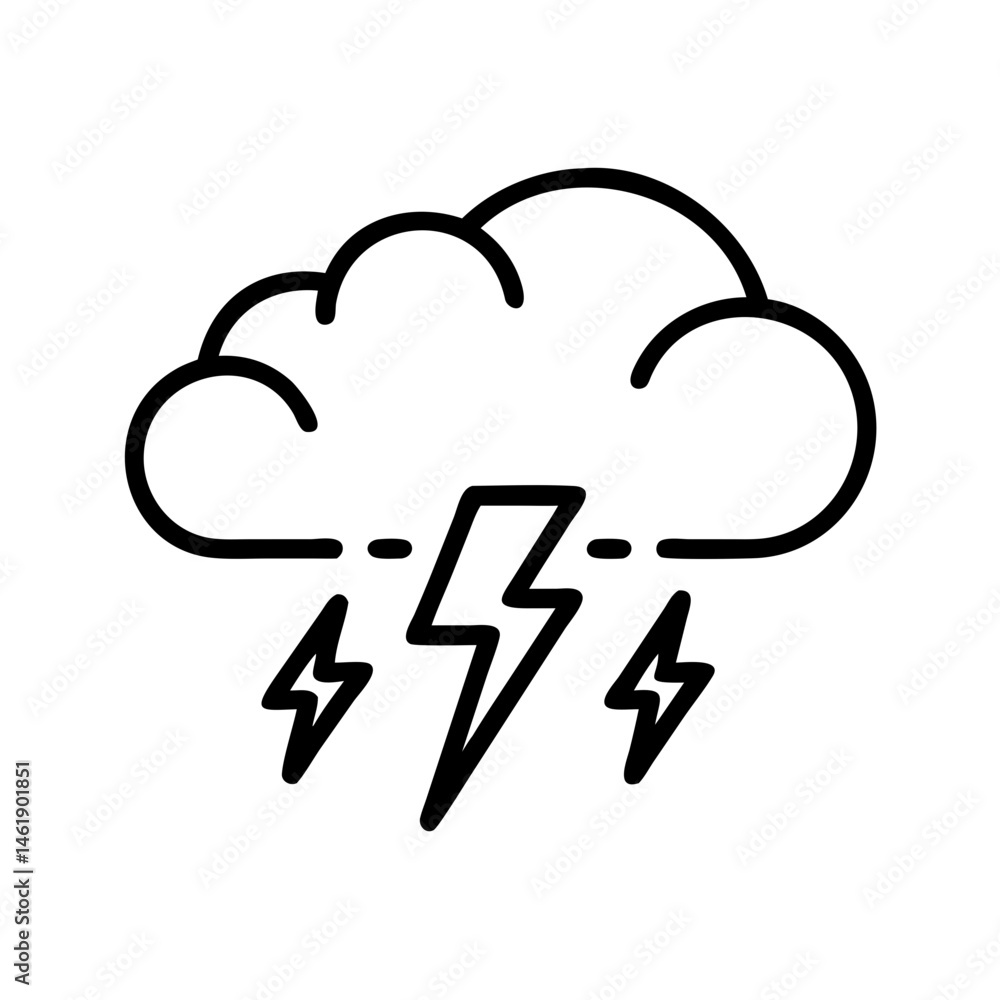 Storm cloud with lightning strikes over a dark sky, capturing the intensity of a thunderstorm in an urban landscape Storm cloud with lightning strikes over a dark sky, capturing the intensity of a thunderstorm in an urban landscape