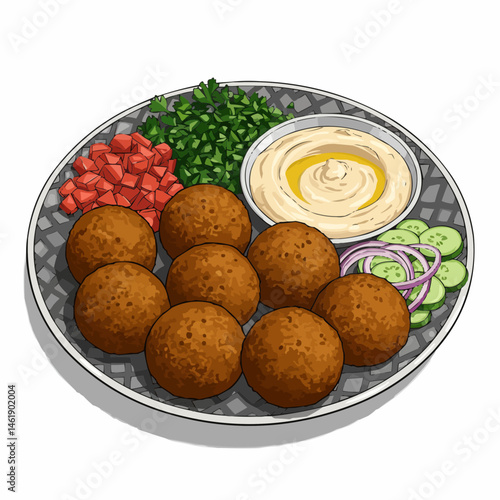 Falafel Platter with Hummus and Salad