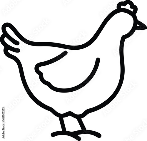 chicken or hen outline vector illustration