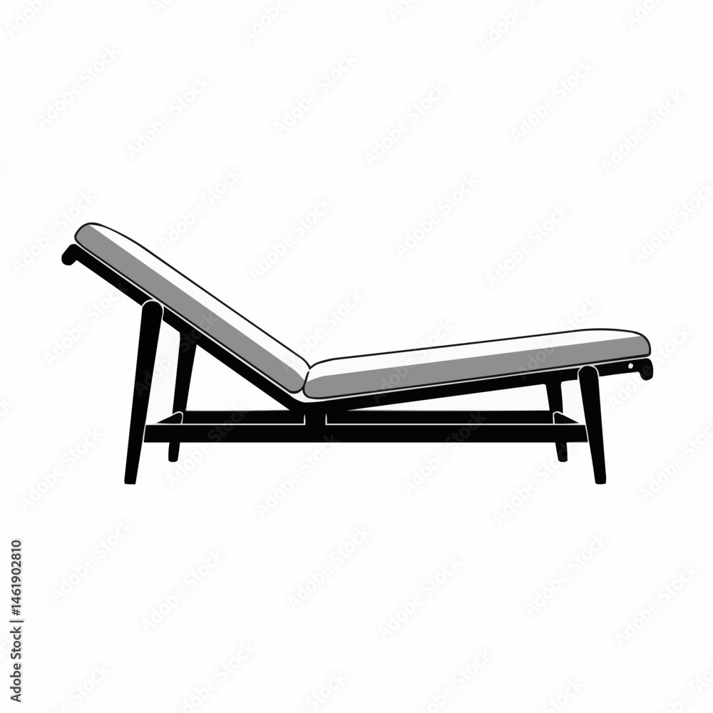 Relaxing recliner illustration in black, white, and grey color scheme Relaxing recliner illustration in black, white, and grey color scheme