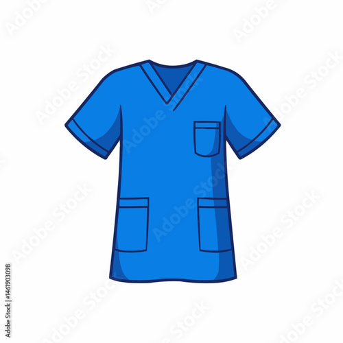 Blue scrubs with a pocket, drawn with dark outlines on a white background