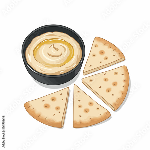Bowl of hummus with pita bread, a delectable and healthy Mediterranean snack
