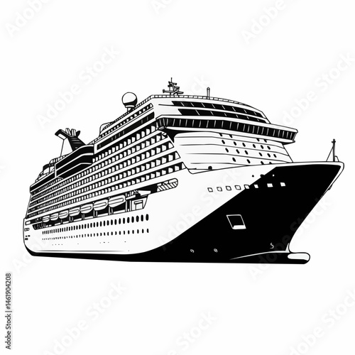 Large cruise ship with detailed design, showcasing upper decks and antenna
