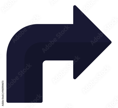 Turn right arrow road traffic sign isolated on white background.