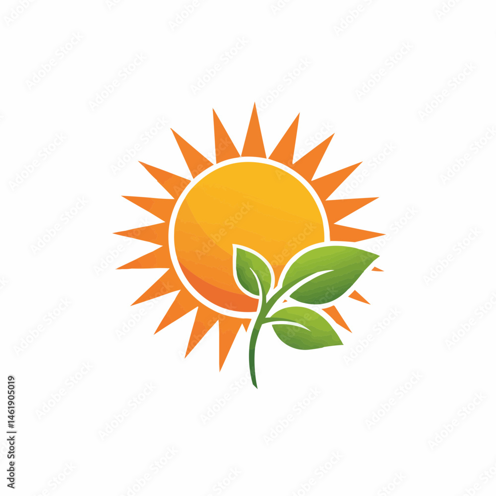 Obraz premium A vibrant illustration with a radiant sun and lush green grass, symbolizing nature