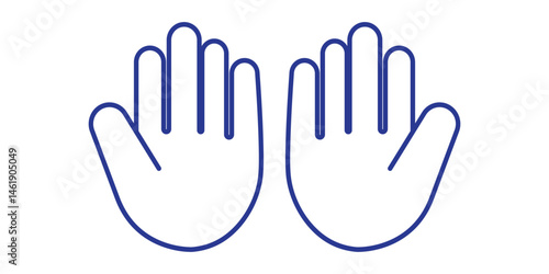 Raised hand icon symbolizing stop or interaction. Stop hand icon. Set of hand hello icons