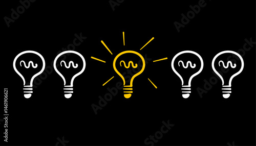 icona, lampadina, idea, creatività, luce accesa