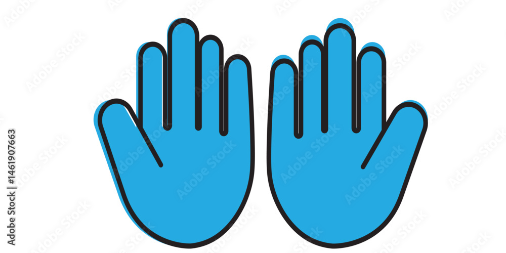 Obraz premium Raised hand icon symbolizing stop or interaction. Stop hand icon. Set of hand hello icons