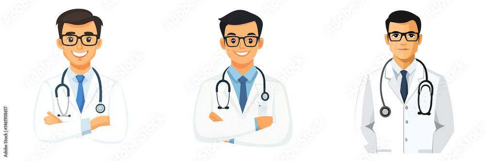 A set of digital medical consultation flat vector graphics in clean minimal style Isolated on transparent Background A set of digital medical consultation flat vector graphics in clean minimal style Isolated on transparent Background