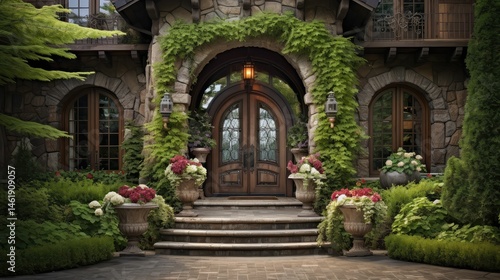 rustic luxury house entrance