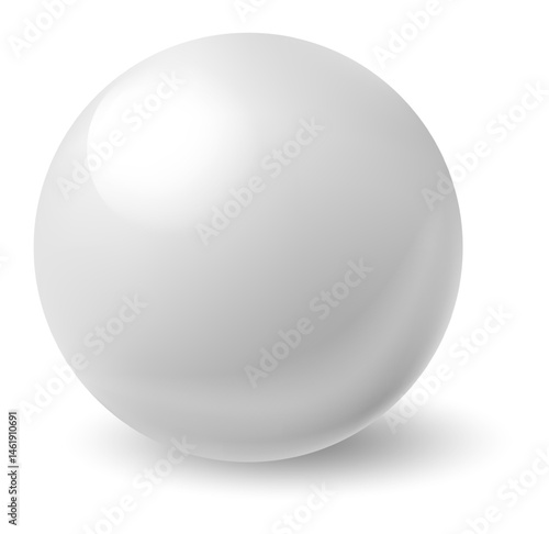 Perfectly shaped white sphere casting a delicate shadow on a pristine white background, creating a strikingly simple yet elegant composition that emphasizes modern minimalism