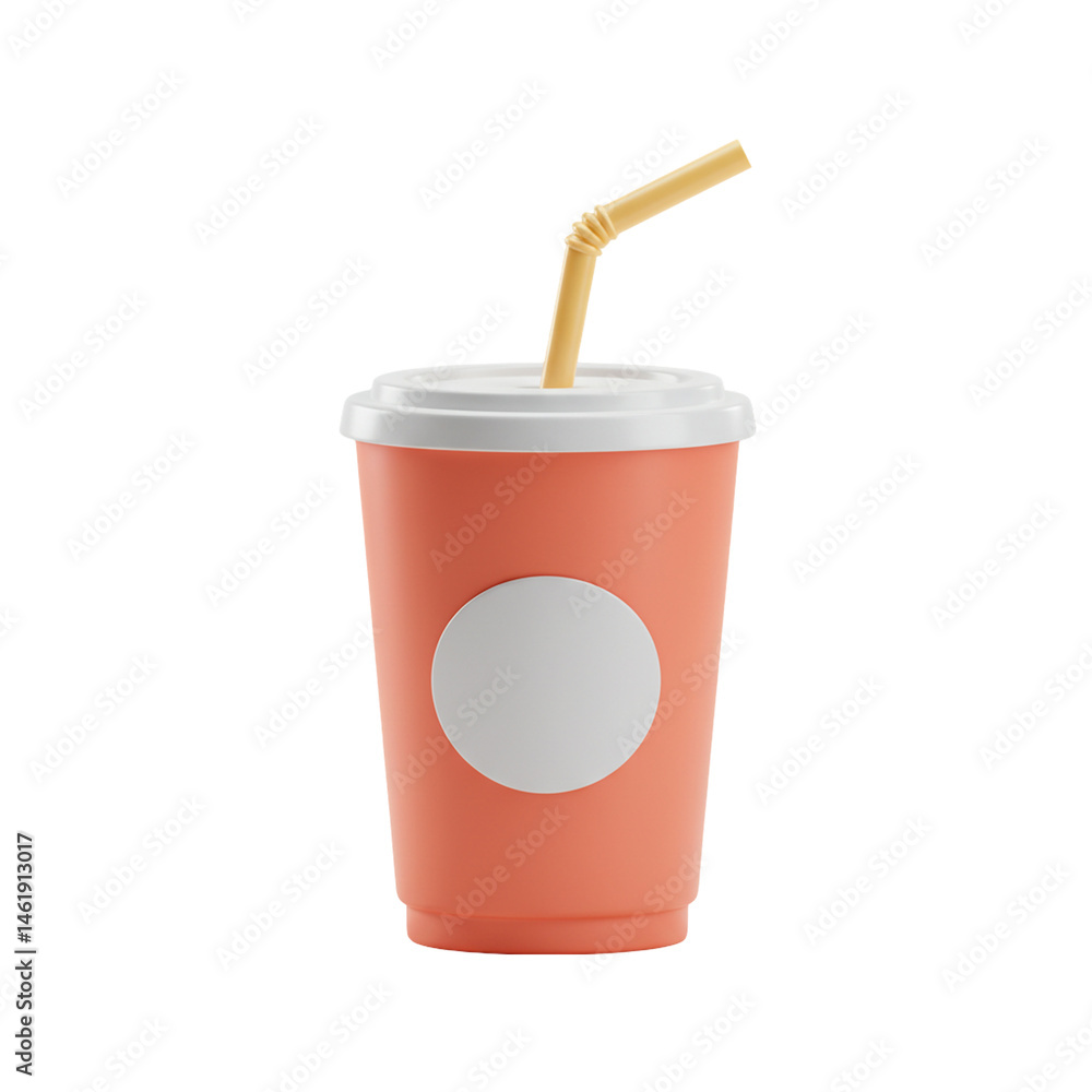 Aesthetic Peach Beverage with straw for drink refreshment isolated vector Aesthetic Peach Beverage with straw for drink refreshment isolated vector