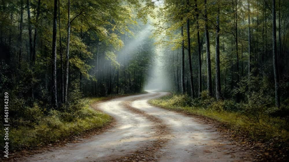 Serene forest path bathed in sunlight, surrounded by tall trees and vibrant nature landscape. Serene forest path bathed in sunlight, surrounded by tall trees and vibrant nature landscape.